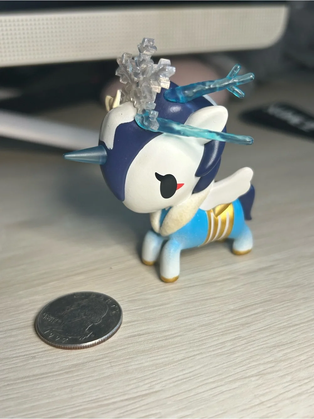 tokidoki Blue & White Ice Unicorn Figurine with Gold Accents